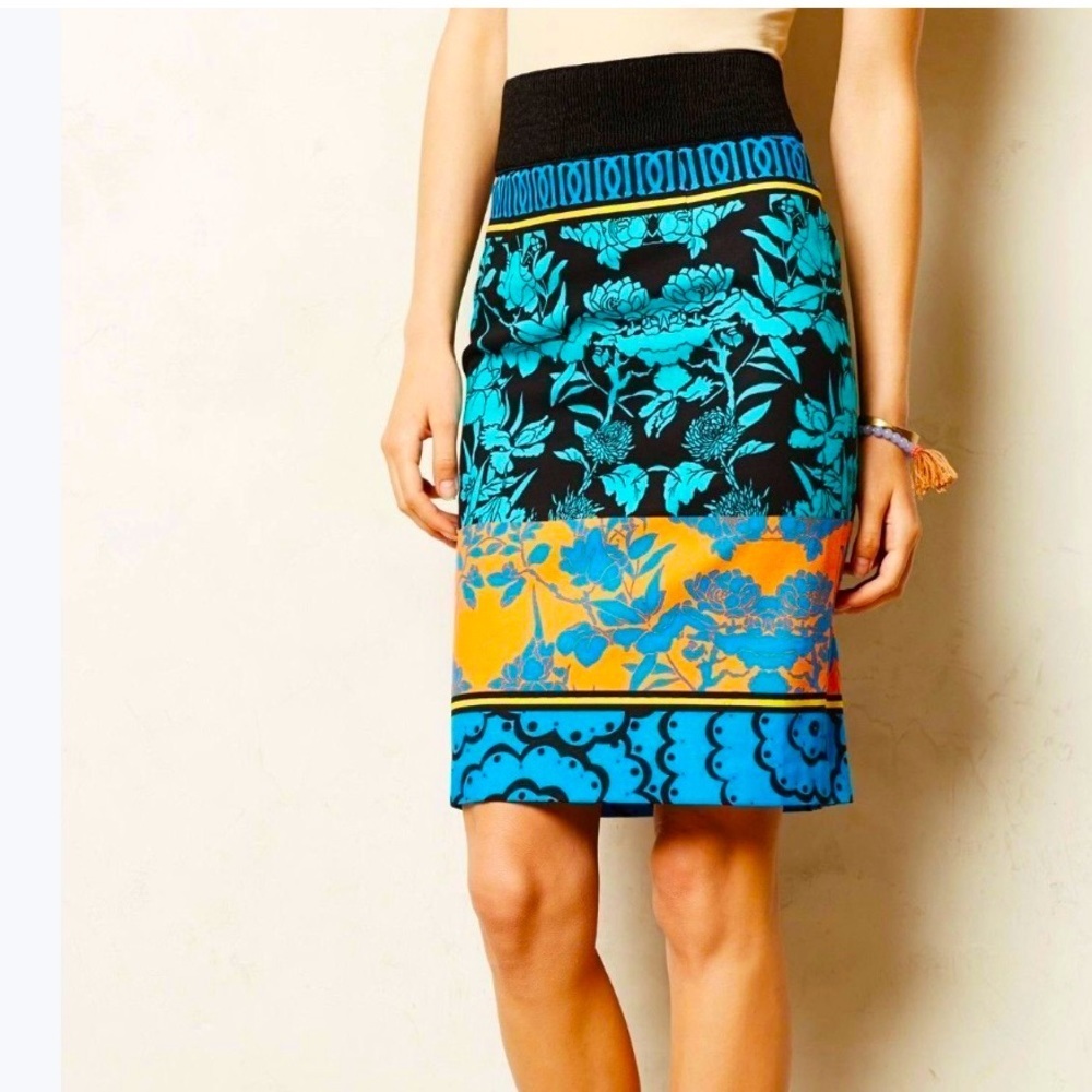 Plenty by Tracy Reese Skirt Women's size 2 Pencil Straight Block Floral print